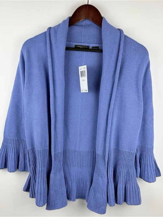 JEANNE PIERRE Sweaters - New Women’s Vintage Blue Open Cardigan Sweater Jacket Ruffle Bell Sleeves S P